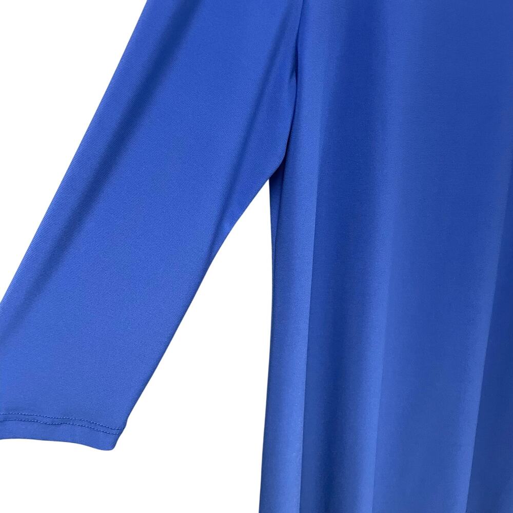 Clara Sun Woo Spandex Blend Keyhole Cutout Blue Tunic Top Womens Small - Picture 3 of 6